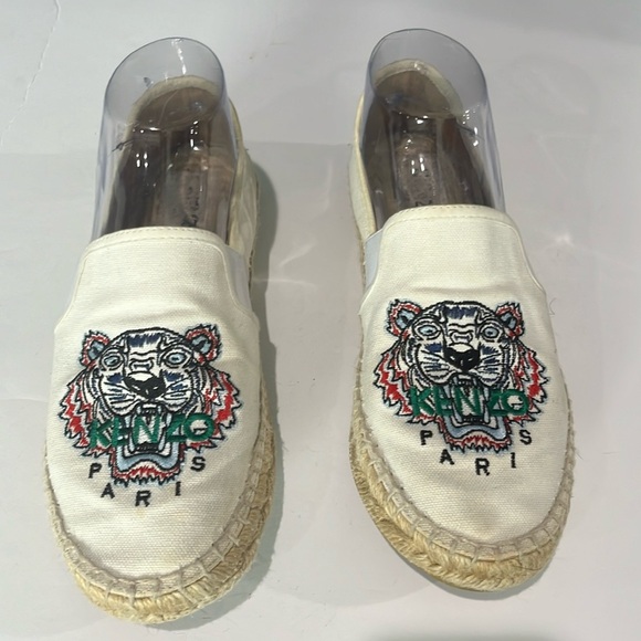 Kenzo Paris Lucky Tiger' Embroidered Canvas Espadrilles Sz EU 38 US 7 - Picture 1 of 5
